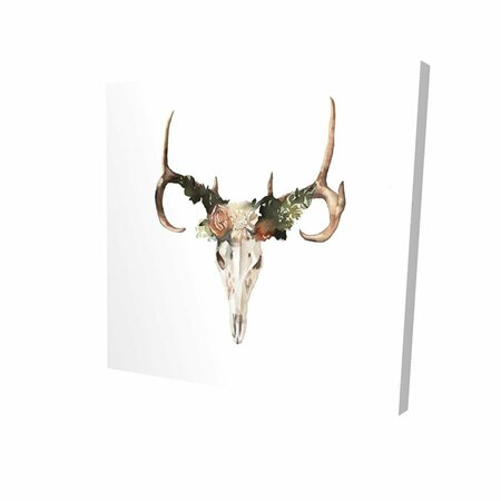 FONDO 16 x 16 in. Deer Skull with Roses-Print on Canvas FO2791981
